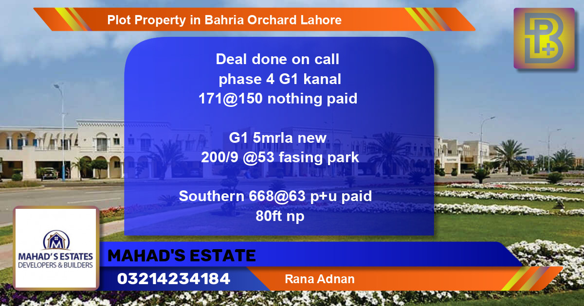 Residential Plot for Sale in Bahria Orchard, Lahore - (BP-61975)