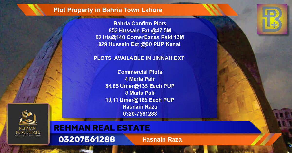 Commercial Plot for Sale in Bahria Town, Lahore - (BP-61979)