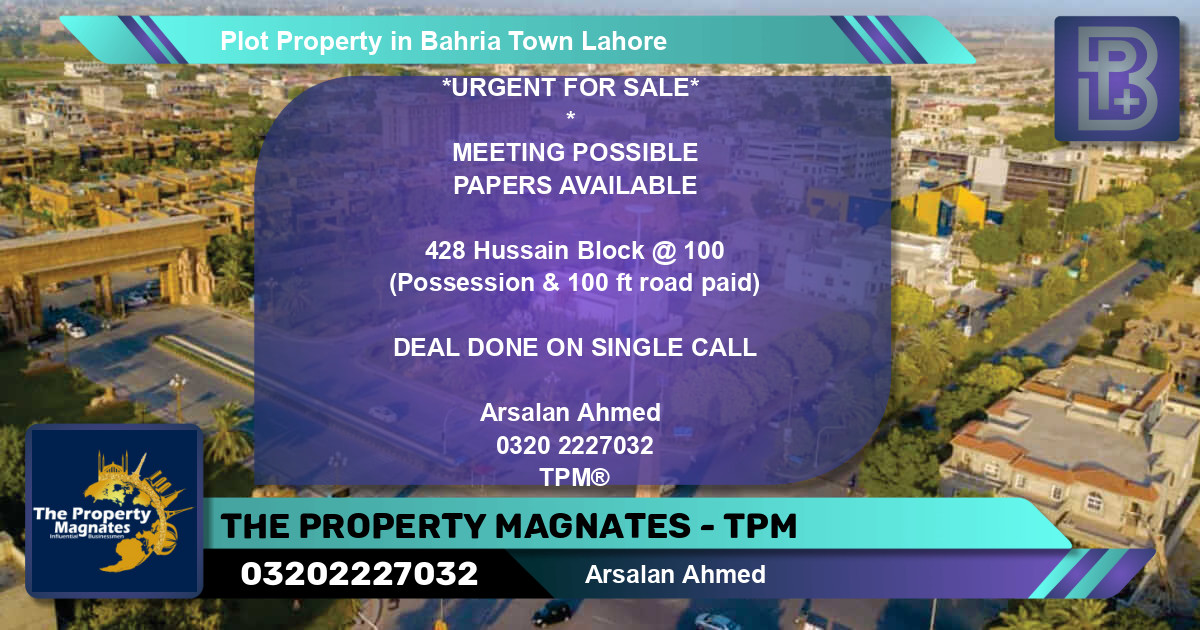 Residential Plot for Sale in Bahria Town, Lahore - (BP-61990)
