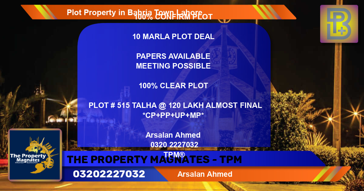 Residential Plot for Sale in Bahria Town, Lahore - (BP-61992)