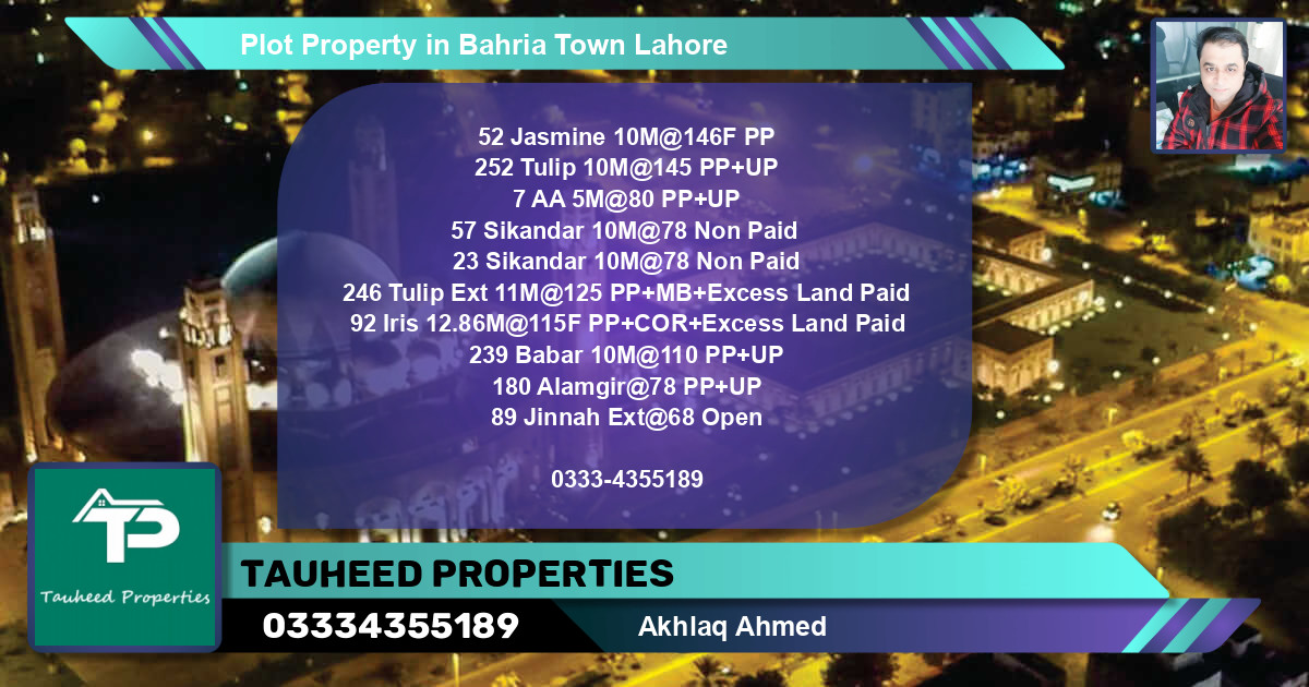 Residential Plot for Sale in Bahria Town, Lahore - (BP-61998)