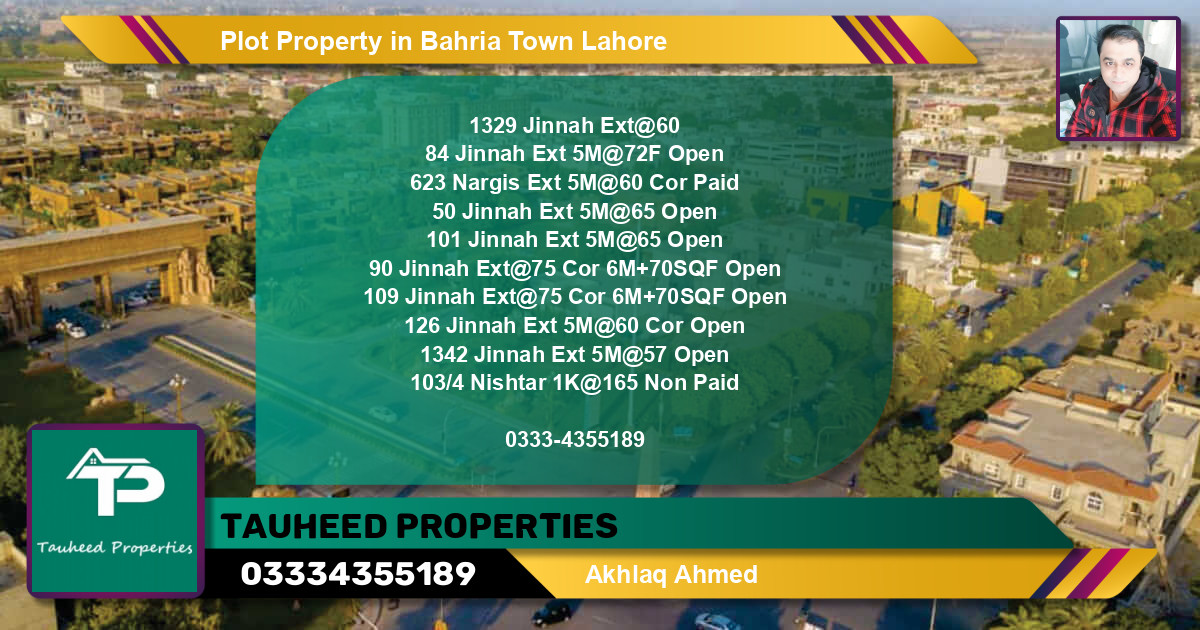 Residential Plot for Sale in Bahria Town, Lahore - (BP-62001)