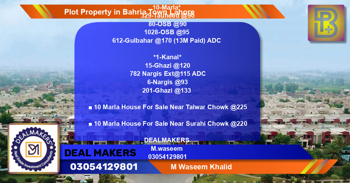 Residential Plot for Sale in Bahria Town, Lahore - (BP-62030)
