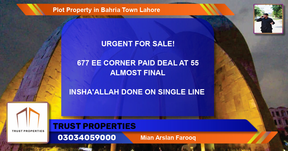 Residential Plot for Sale in Bahria Town, Lahore - (BP-62031)
