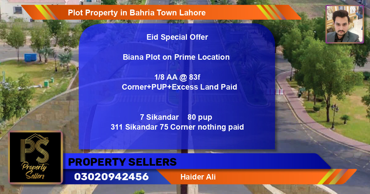 Residential Plot for Sale in Bahria Town, Lahore - (BP-62041)