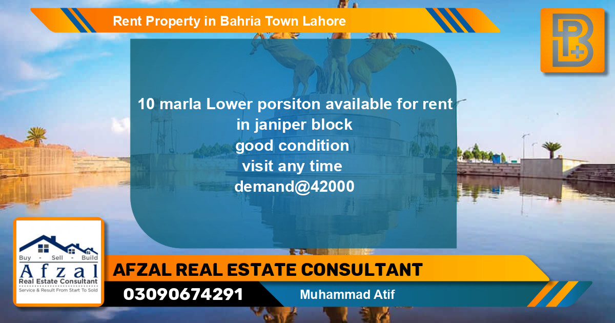 Residential Property for Rent in Bahria Town, Lahore - (BP-62054)
