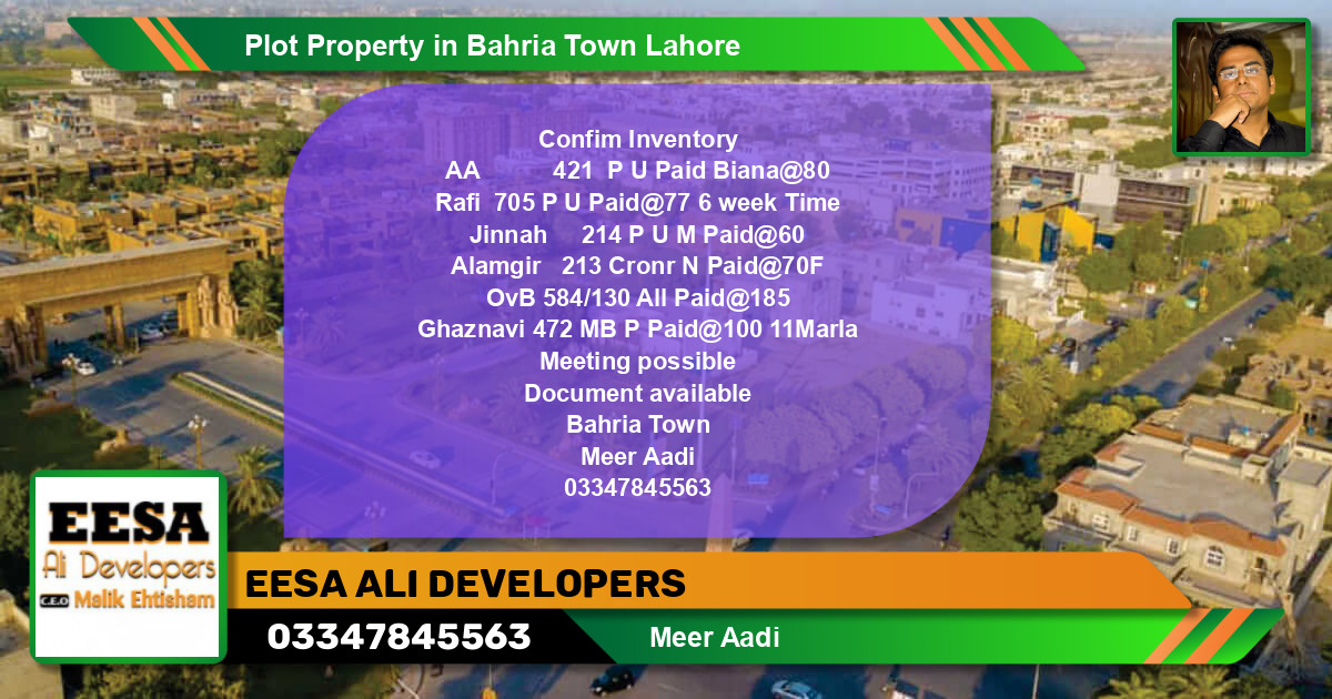 Residential Plot for Sale in Bahria Town, Lahore - (BP-62062)