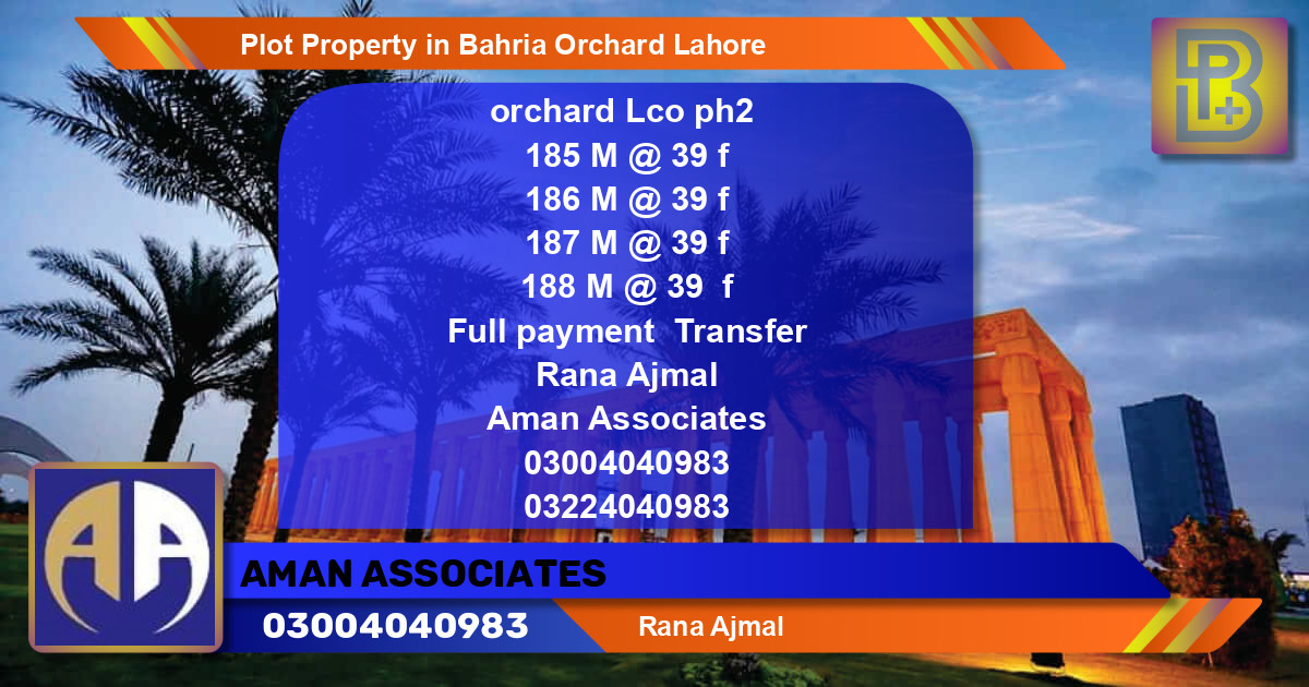 Residential Plot for Sale in Bahria Orchard, Lahore - (BP-62064)