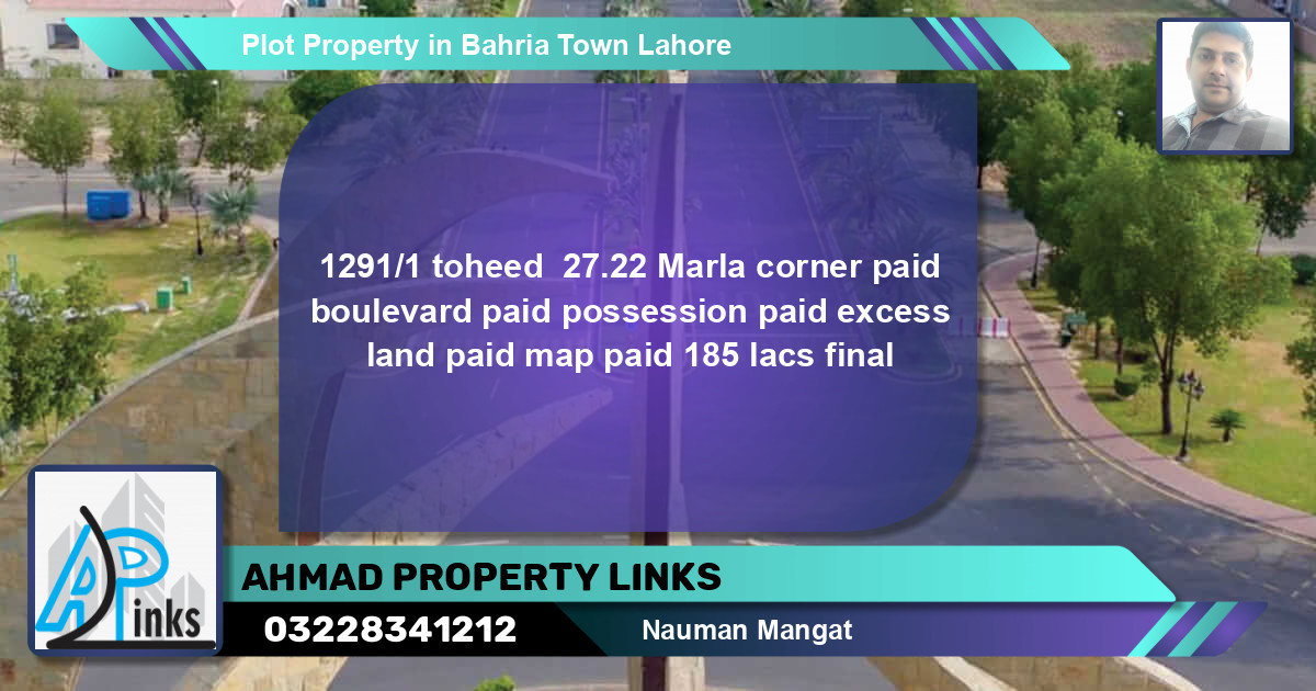 Residential Plot for Sale in Bahria Town, Lahore - (BP-62085)