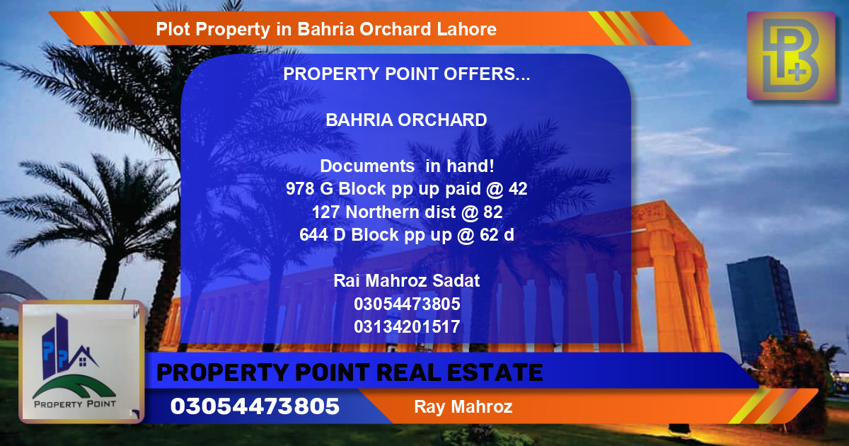 Residential Plot for Sale in Bahria Orchard, Lahore - (BP-62093)
