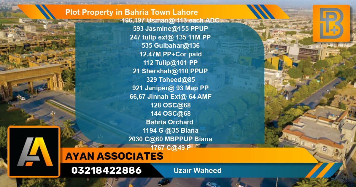 Residential Plot for Sale in Bahria Town, Lahore - (BP-62097)