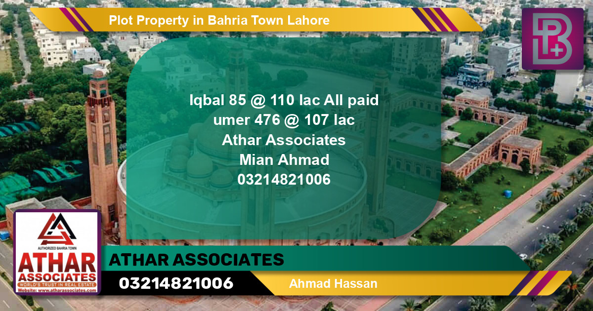 Residential Plot for Sale in Bahria Town, Lahore - (BP-62148)