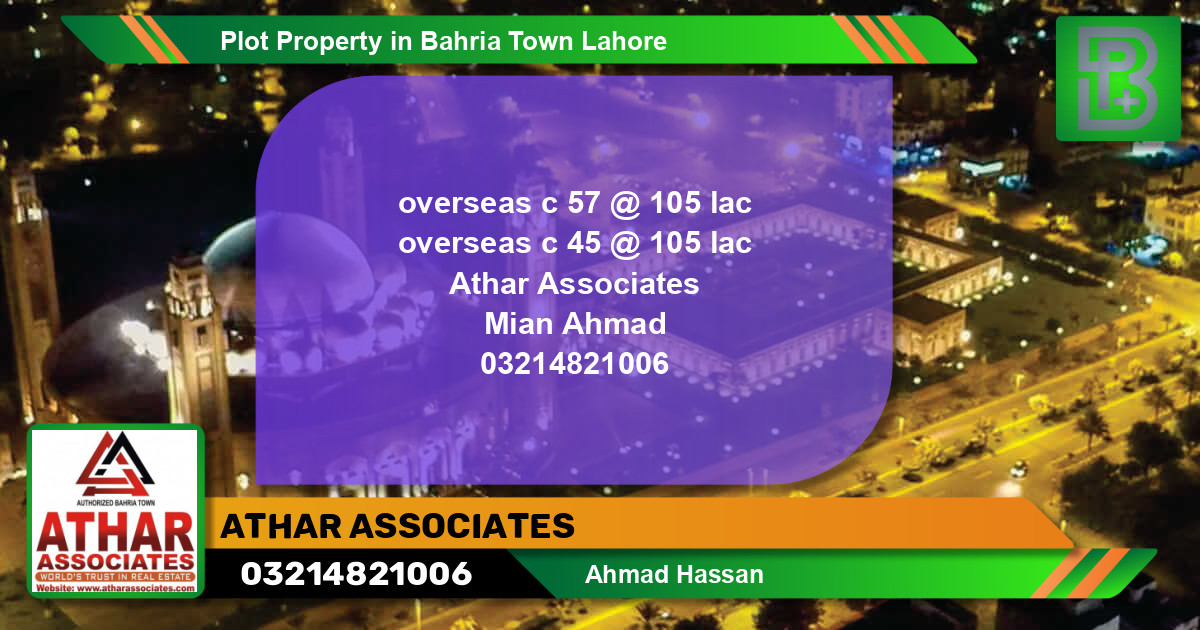Residential Plot for Sale in Bahria Town, Lahore - (BP-62155)