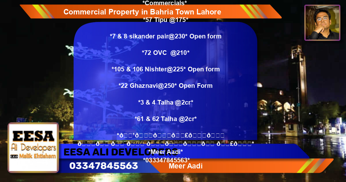 Commercial Property for Sale in Bahria Town, Lahore - (BP-62227)