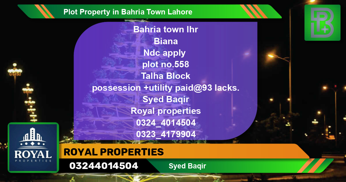 Residential Plot for Sale in Bahria Town, Lahore - (BP-62231)