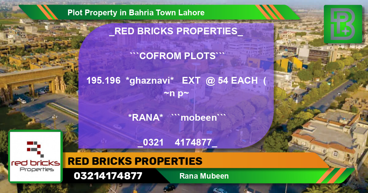 Residential Plot for Sale in Sector F - Ghaznavi Ext. Block -  Bahria Town, Lahore - (BP-62252)