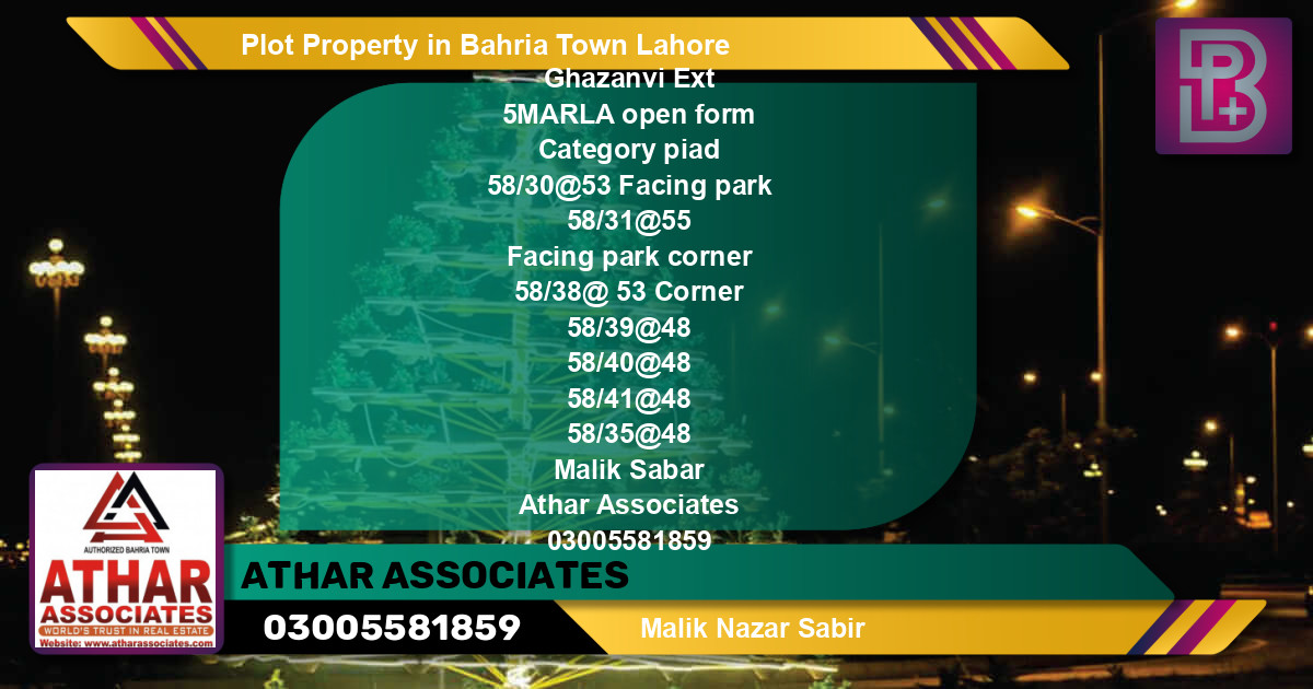 Residential Plot for Sale in Bahria Town, Lahore - (BP-62262)