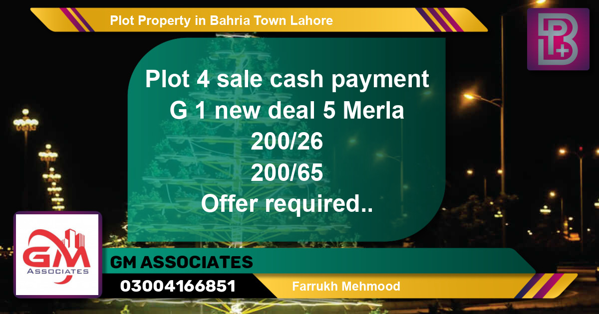 Residential Plot for Sale in Bahria Town, Lahore - (BP-62287)