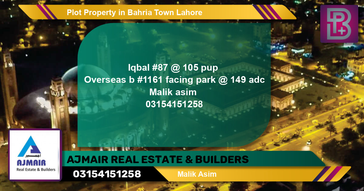 Residential Plot for Sale in Bahria Town, Lahore - (BP-62302)