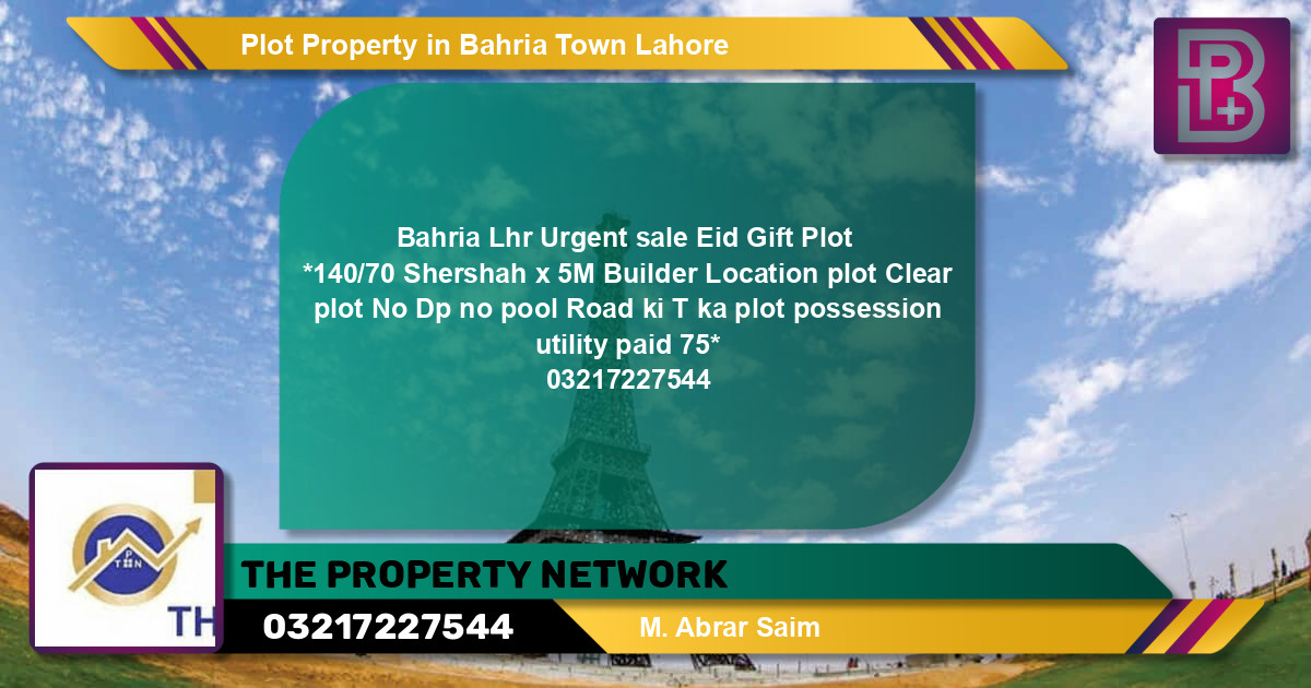 Residential Plot for Sale in Bahria Town, Lahore - (BP-62311)