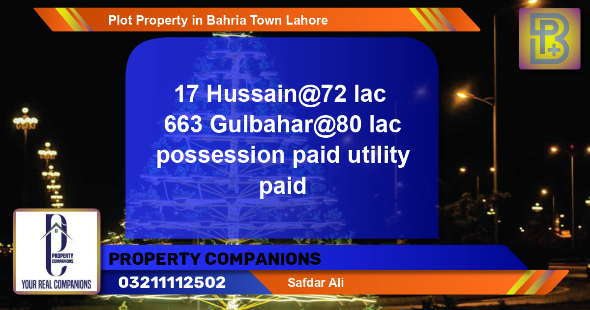 Residential Plot for Sale in Bahria Town, Lahore - (BP-62313)