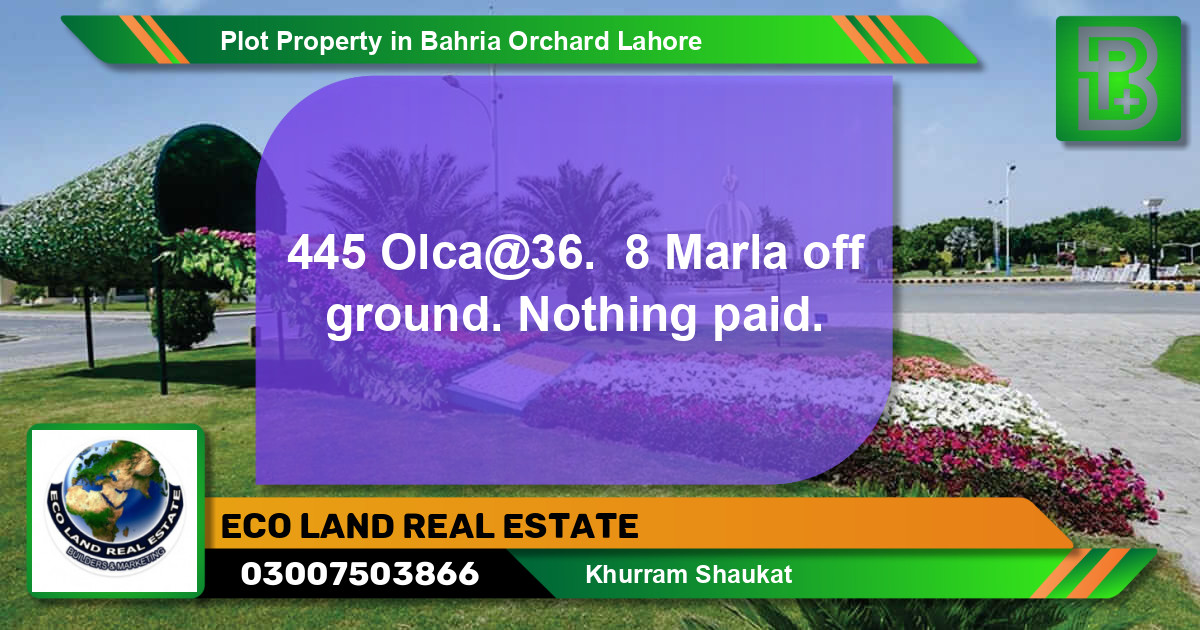 Residential Plot for Sale in Bahria Orchard, Lahore - (BP-62317)