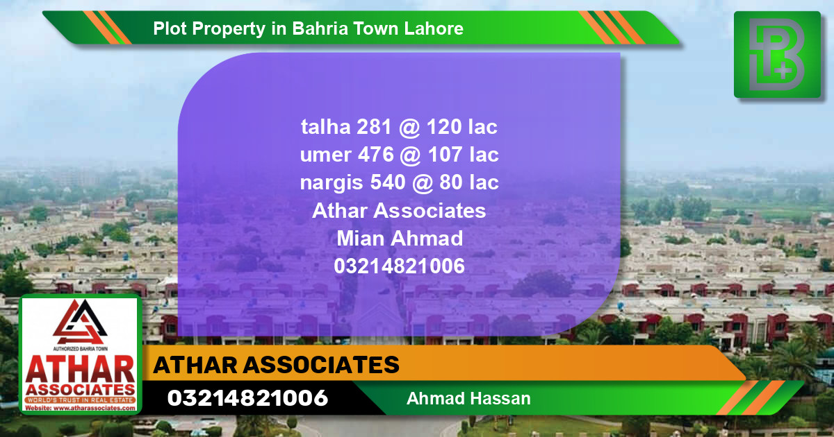 Residential Plot for Sale in Bahria Town, Lahore - (BP-62323)