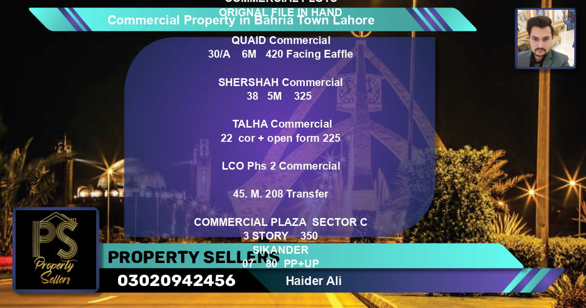 Commercial Property for Sale in Bahria Town, Lahore - (BP-62336)