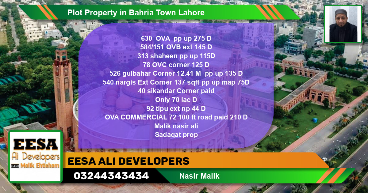 Commercial Plot for Sale in Bahria Town, Lahore - (BP-62343)