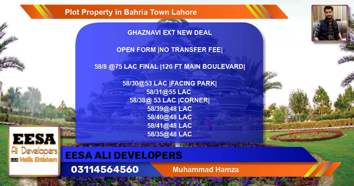 Residential Plot for Sale in Bahria Town, Lahore - (BP-62367)