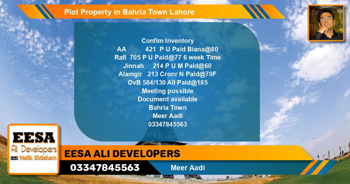 Residential Plot for Sale in Bahria Town, Lahore - (BP-62381)