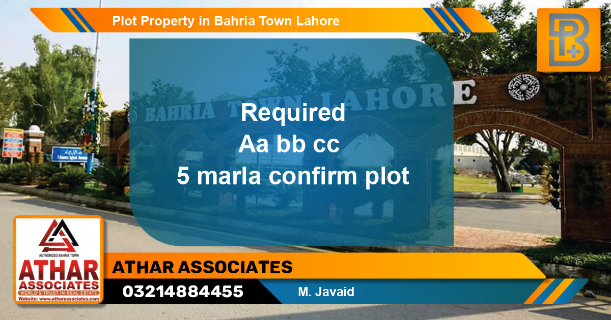 Residential Plot for Sale in Bahria Town, Lahore - (BP-62398)