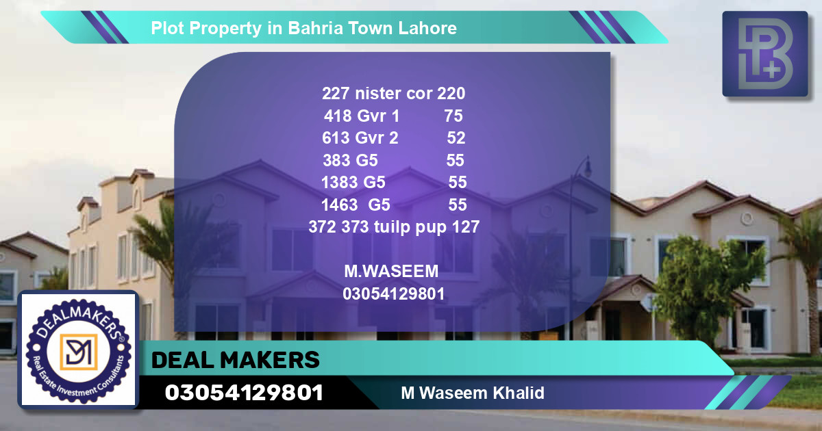 Residential Plot for Sale in Bahria Town, Lahore - (BP-62410)