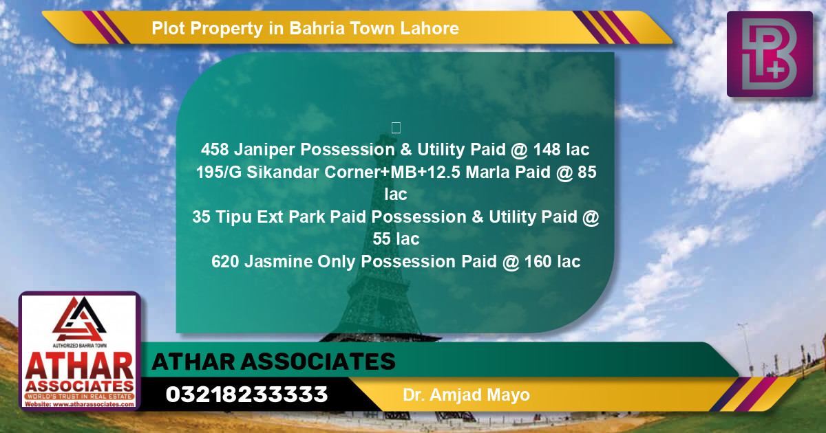 Residential Plot for Sale in Bahria Town, Lahore - (BP-62437)