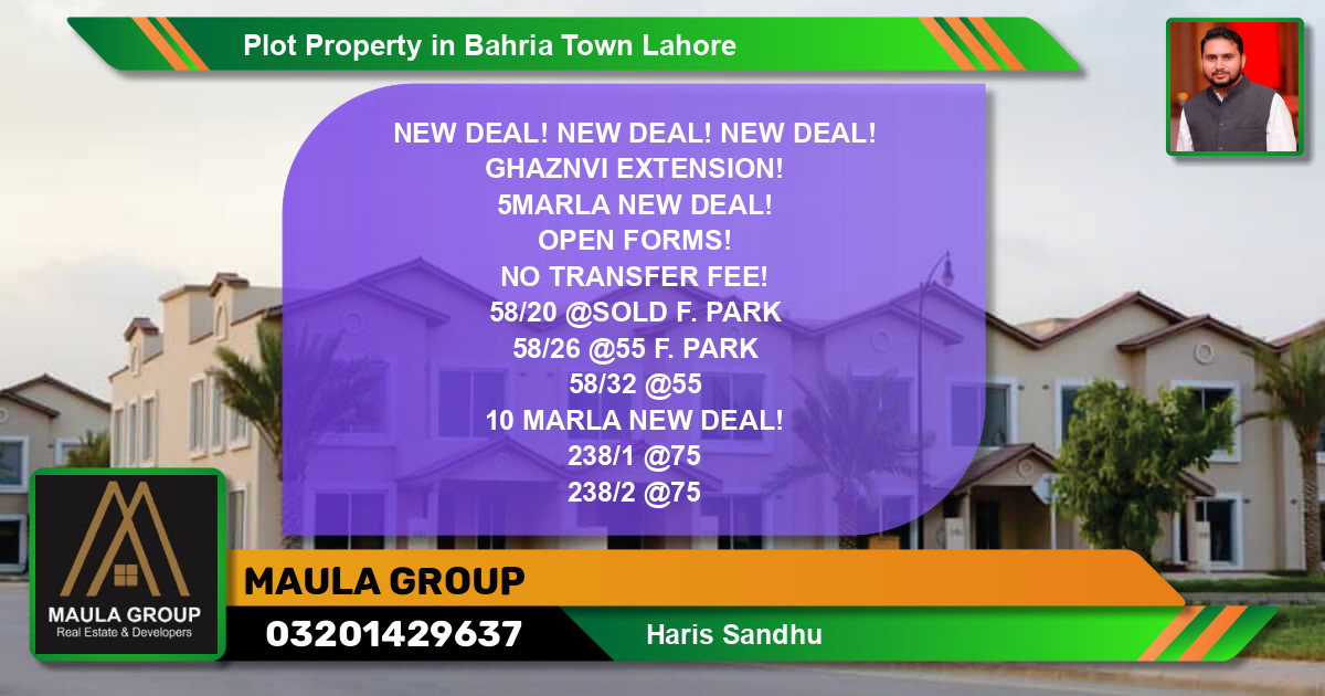 Residential Plot for Sale in Bahria Town, Lahore - (BP-62439)