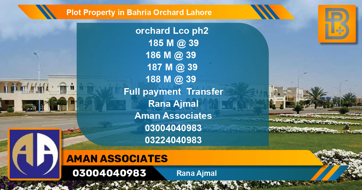 Residential Plot for Sale in Bahria Orchard, Lahore - (BP-62446)