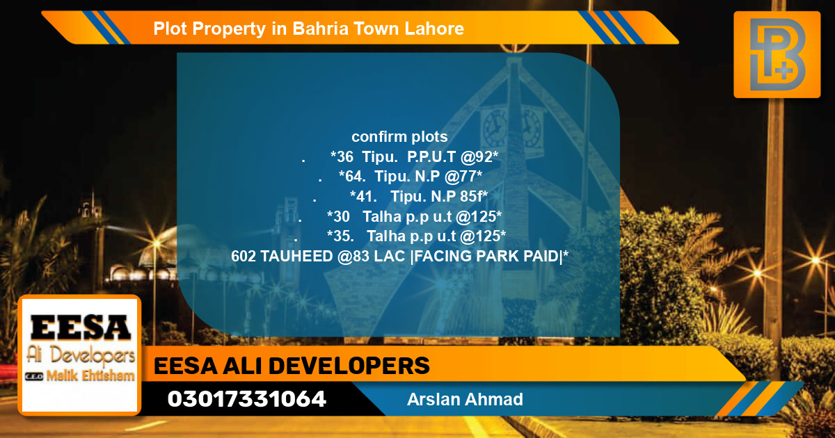 Residential Plot for Sale in Bahria Town, Lahore - (BP-62457)
