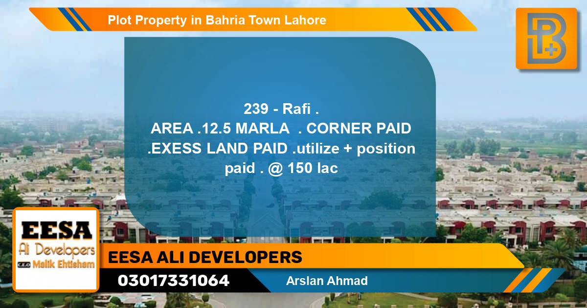 Residential Plot for Sale in Bahria Town, Lahore - (BP-62465)