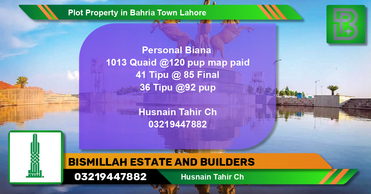 Residential Plot for Sale in Bahria Town, Lahore - (BP-62470)