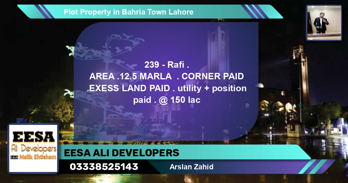 Residential Plot for Sale in Bahria Town, Lahore - (BP-62475)