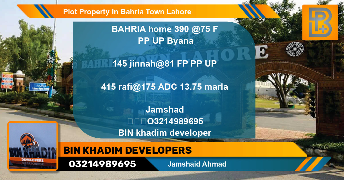 Residential Plot for Sale in Bahria Town, Lahore - (BP-62480)
