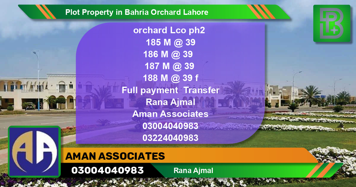 Residential Plot for Sale in Bahria Orchard, Lahore - (BP-62494)