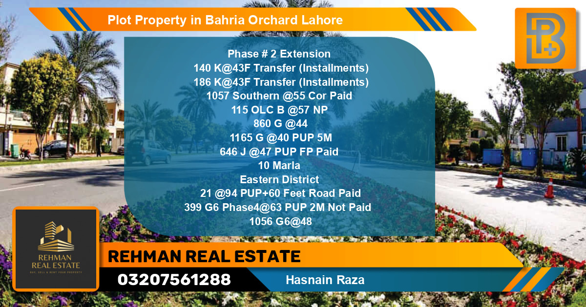 Residential Plot for Sale in Bahria Orchard, Lahore - (BP-62508)