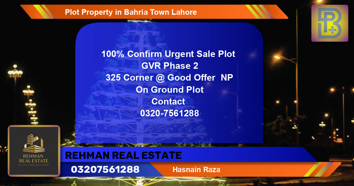 Residential Plot for Sale in Bahria Town, Lahore - (BP-62510)
