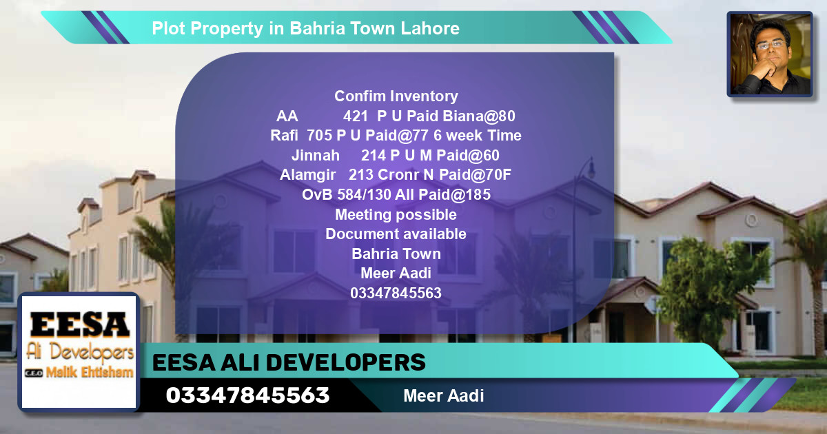 Residential Plot for Sale in Bahria Town, Lahore - (BP-62541)