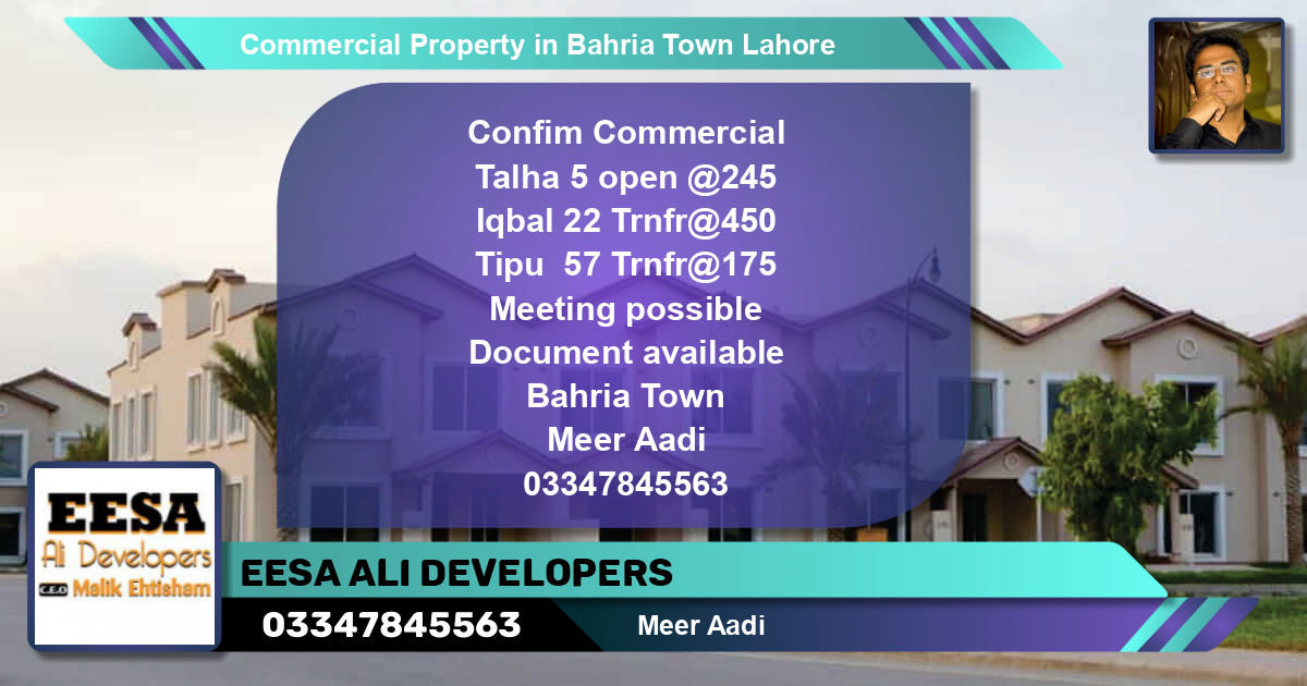 Commercial Property for Sale in Bahria Town, Lahore - (BP-62545)