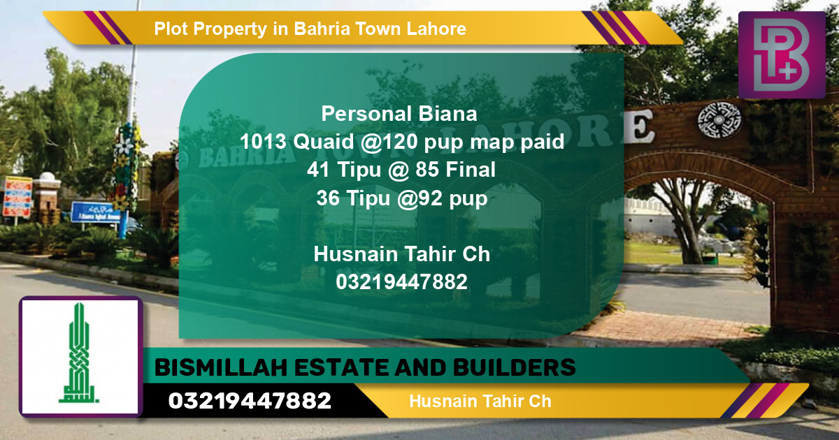 Residential Plot for Sale in Bahria Town, Lahore - (BP-62551)