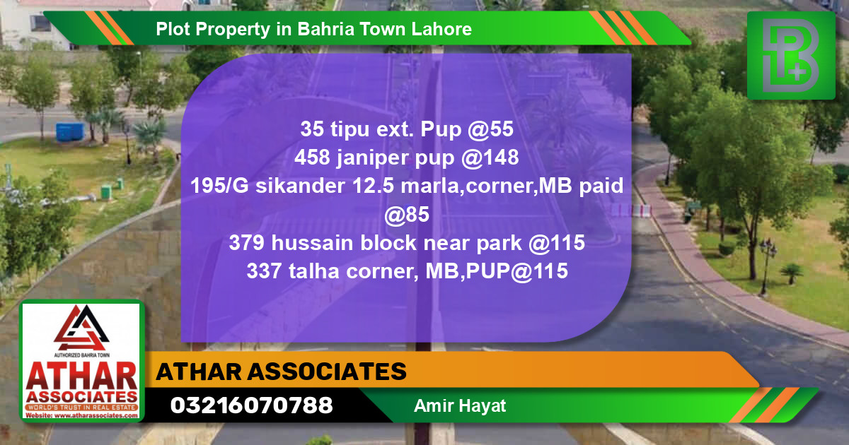 Residential Plot for Sale in Bahria Town, Lahore - (BP-62552)