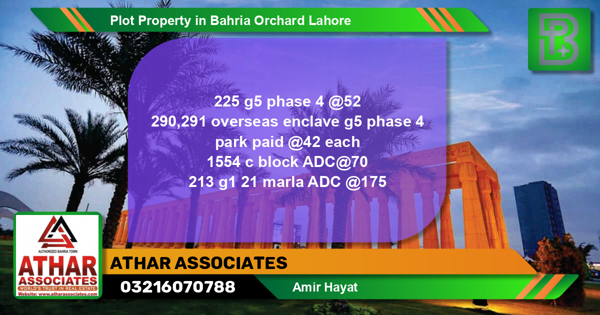 Residential Plot for Sale in Bahria Orchard, Lahore - (BP-62559)