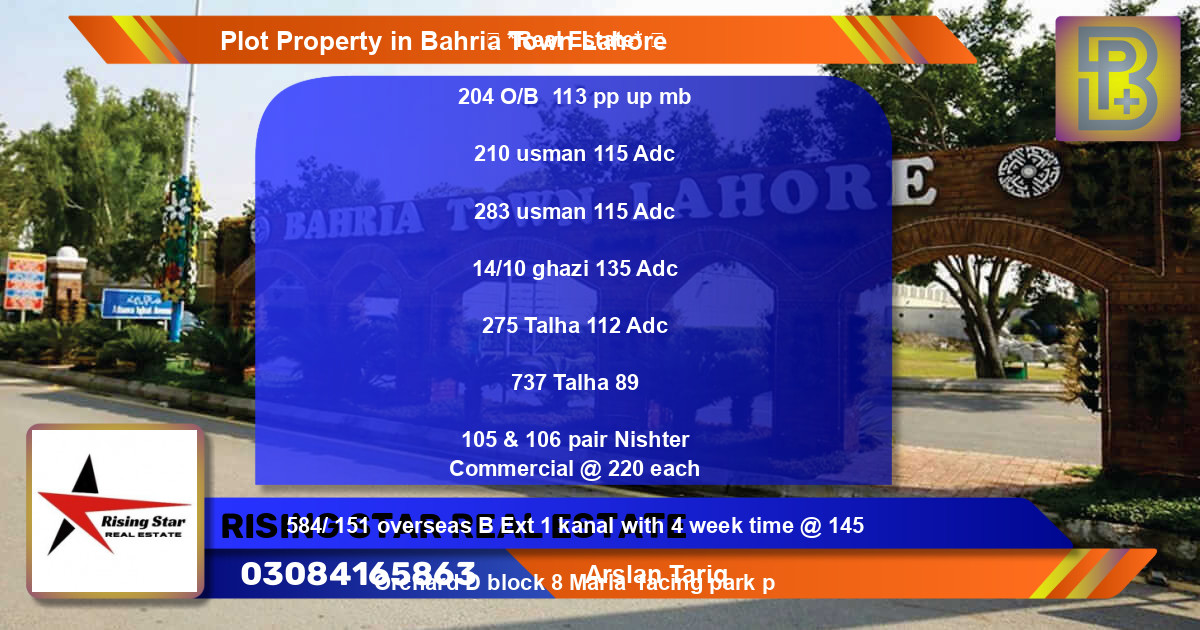 Commercial Plot for Sale in Bahria Town, Lahore - (BP-62563)